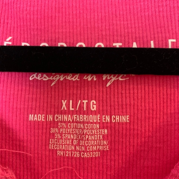 Aeropostale Womens Y2K Fitted Henley Top Size XL Pink 1987 NYC Spellout Preppy - Picture 3 of 11
